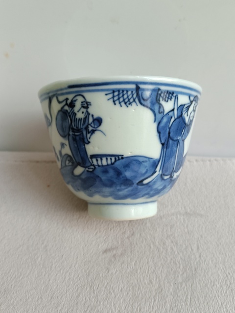 古玩陶瓷青花福祿壽三星人物紋杯拍賣，當前價格788元