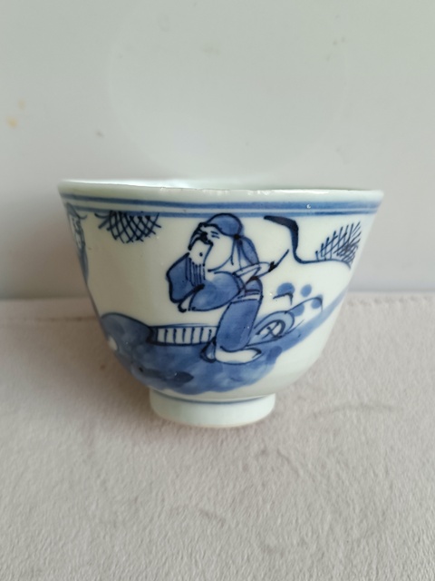 古玩陶瓷青花福祿壽三星人物紋杯拍賣，當前價格788元