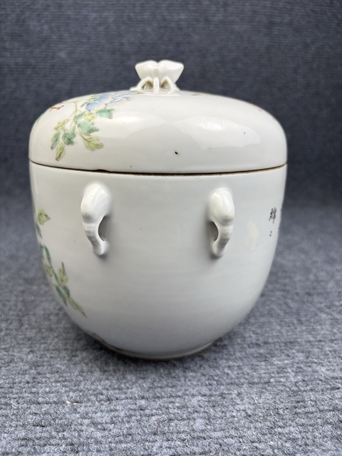 古玩陶瓷粉彩富貴白頭大蓋缸拍賣,當前價格4588元