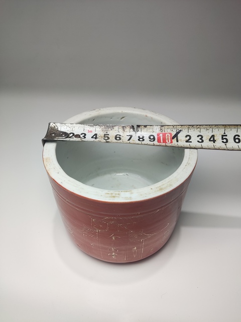 古玩陶瓷清末民初·礬紅描金筒式香爐拍賣,當前價格1200元