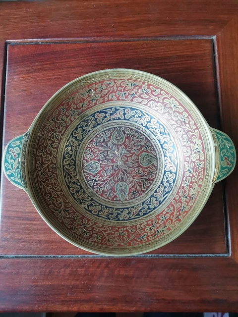 古玩銅器花卉紋銅盤拍賣,當前價格680元