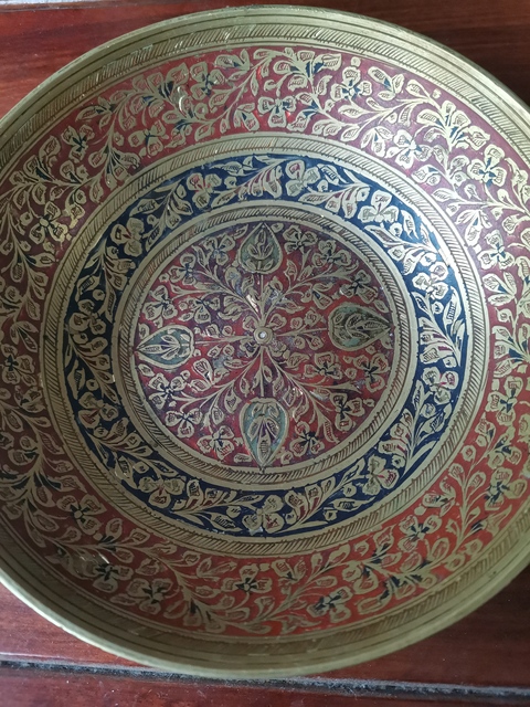 古玩銅器花卉紋銅盤拍賣,當前價格680元