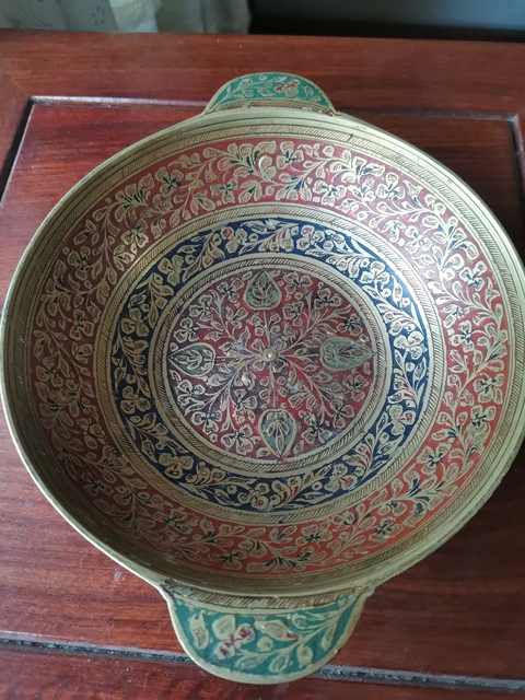 古玩銅器花卉紋銅盤拍賣,當前價格680元