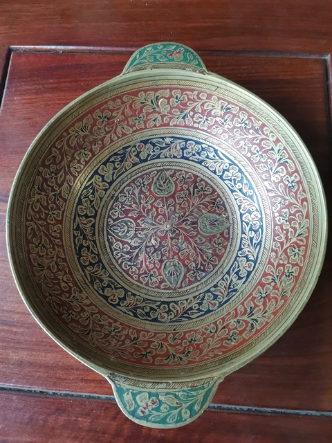 古玩銅器花卉紋銅盤拍賣,當前價格680元