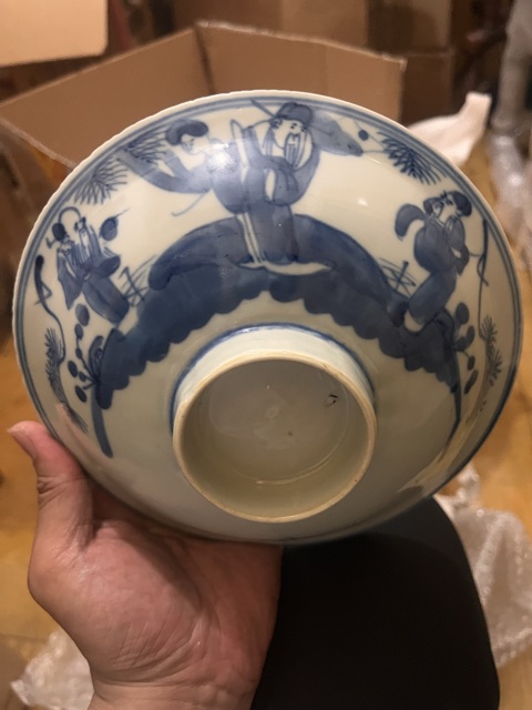 古玩陶瓷清晚期·三星高照?qǐng)D青花大碗拍賣，當(dāng)前價(jià)格1888元