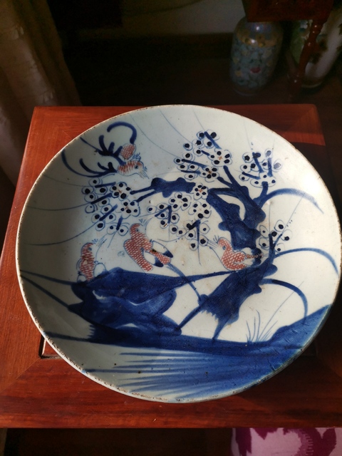 古玩陶瓷青花釉里紅喜上眉梢盤(pán)拍賣(mài)，當(dāng)前價(jià)格1460元