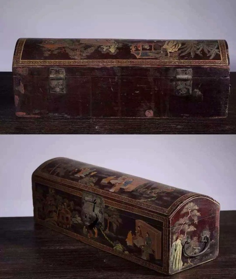 古玩雜項(xiàng)清中晚期漆器描金彩繪轎箱拍賣(mài)，當(dāng)前價(jià)格8860元