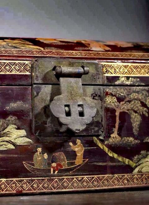 古玩雜項(xiàng)清中晚期漆器描金彩繪轎箱拍賣(mài)，當(dāng)前價(jià)格8860元
