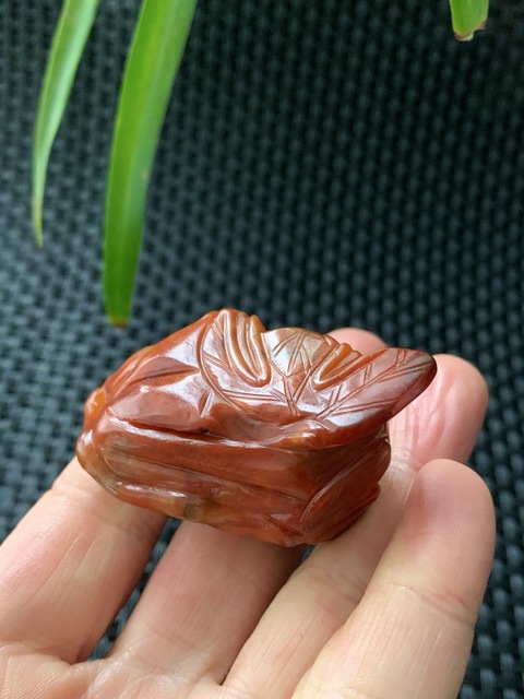古玩玉器清代翡翠雕白菜“百財(cái)”手把件拍賣，當(dāng)前價(jià)格46000元