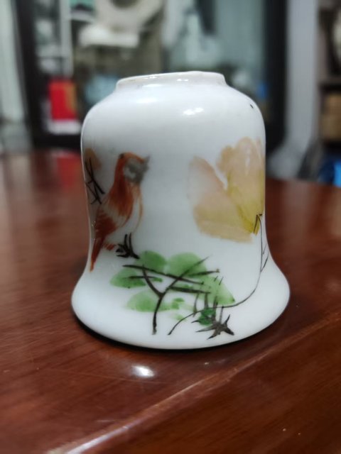 古玩陶瓷晚清淺絳彩花鳥紋水盂拍賣，當前價格798元