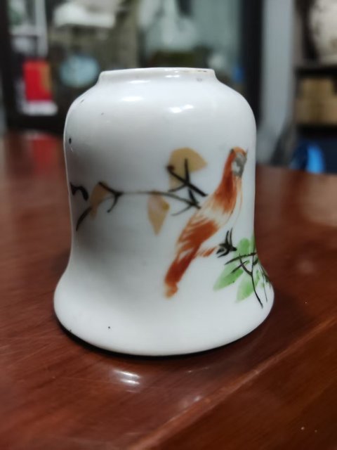 古玩陶瓷晚清淺絳彩花鳥紋水盂拍賣，當前價格798元
