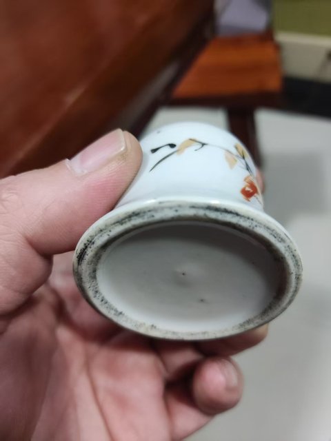 古玩陶瓷晚清淺絳彩花鳥紋水盂拍賣，當前價格798元