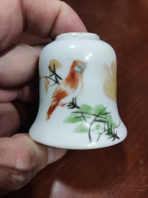 古玩陶瓷晚清淺絳彩花鳥紋水盂拍賣，當前價格798元