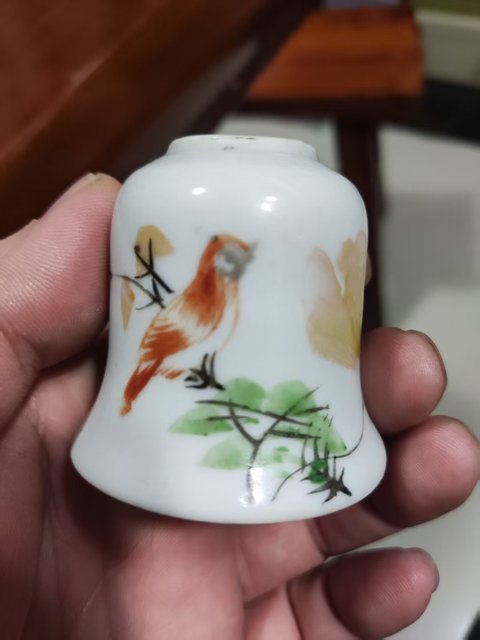古玩陶瓷晚清淺絳彩花鳥紋水盂拍賣，當前價格798元