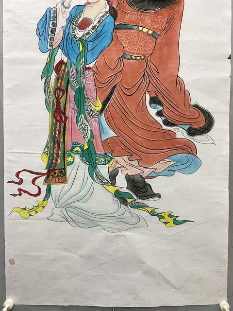 古玩字畫帶合影真跡純手繪名家作品鐘馗神威圖字畫收藏國畫四尺豎幅人物畫結緣收藏拍賣,當前價格899元