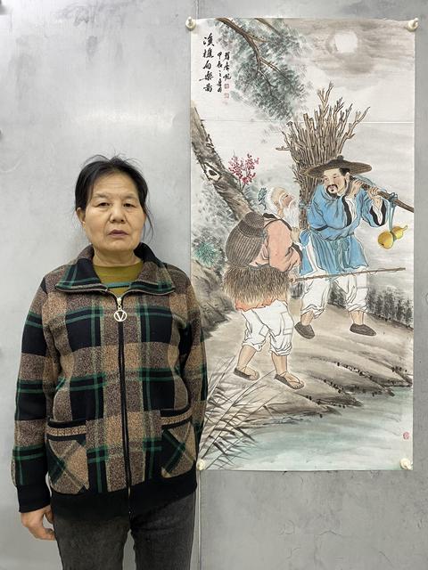 古玩字畫有合影精品人物真跡純手繪名家字畫收藏國畫漁樵自樂圖四尺豎幅拍賣,當前價格899元