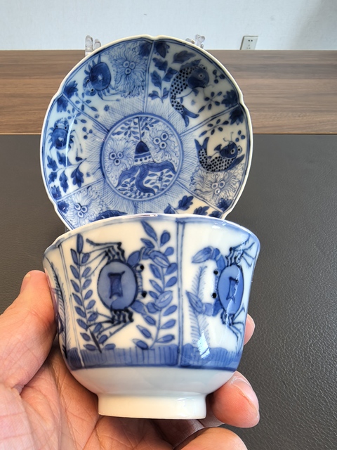 古玩陶瓷晚清青花魚趣圖杯碟拍賣，當(dāng)前價(jià)格2350元