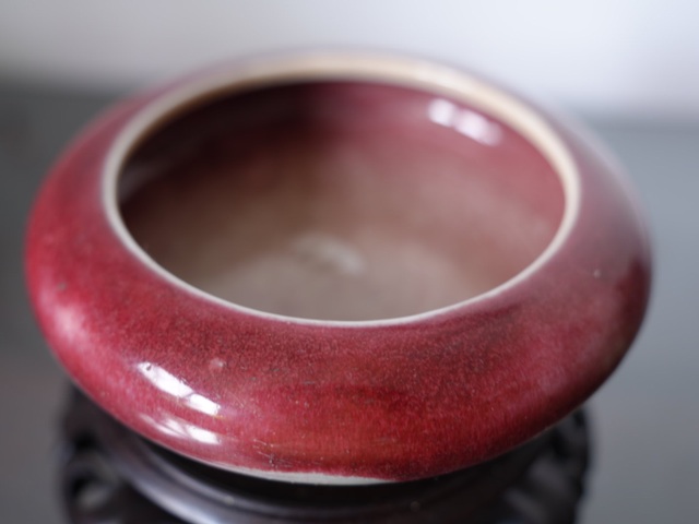 古玩陶瓷清中期郎紅釉水盂拍賣，當前價格10000元