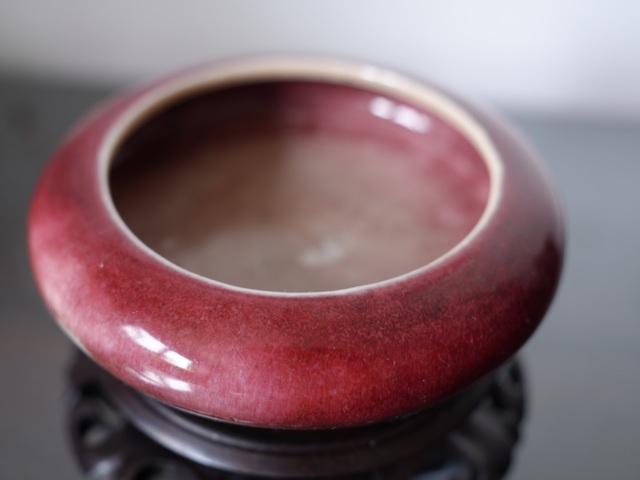 古玩陶瓷清中期郎紅釉水盂拍賣，當前價格10000元