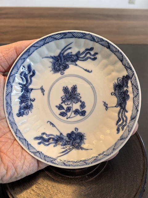 古玩陶瓷康熙青花四鳳紋盤拍賣,當前價格750元