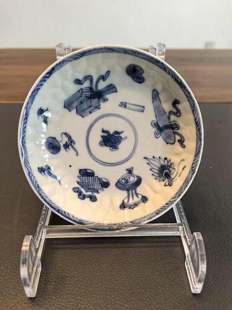 古玩陶瓷康熙青花博古圖盤拍賣，當前價格650元