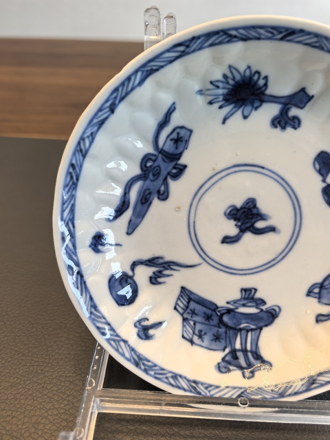 古玩陶瓷康熙青花八寶博古圖盤拍賣,當前價格650元