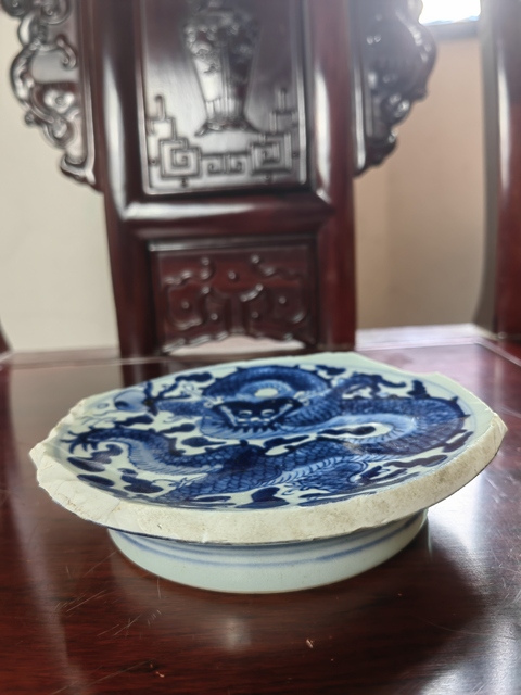 古玩陶瓷雍正八蠻進寶青花龍紋大碗底拍賣，當前價格4500元