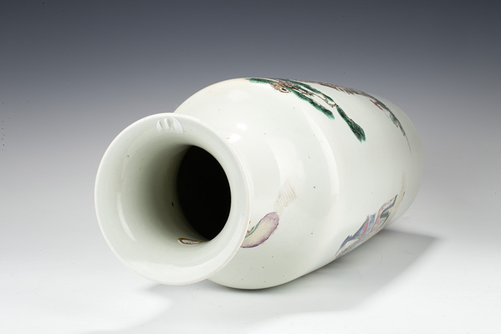 古玩陶瓷清末民初·粉彩福祿壽三星報喜圖軟棒槌瓶拍賣，當前價格39999元