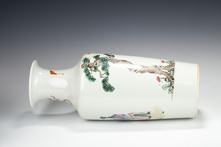 古玩陶瓷清末民初·粉彩福祿壽三星報喜圖軟棒槌瓶拍賣，當前價格39999元