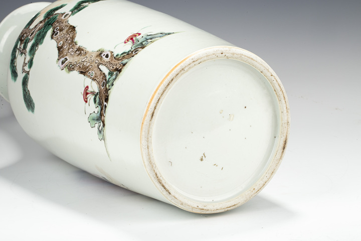 古玩陶瓷清末民初·粉彩福祿壽三星報喜圖軟棒槌瓶拍賣，當前價格39999元