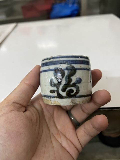 古玩陶瓷清早期吉語紋青花香插拍賣,當前價格199元