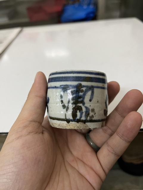 古玩陶瓷清早期吉語紋青花香插拍賣,當前價格199元
