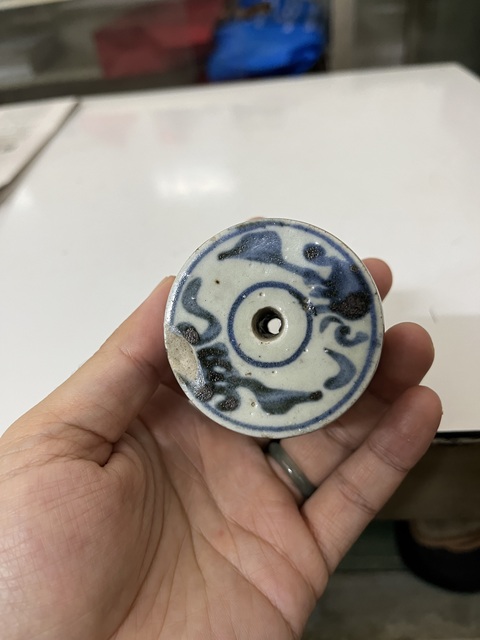 古玩陶瓷清早期吉語紋青花香插拍賣,當前價格199元