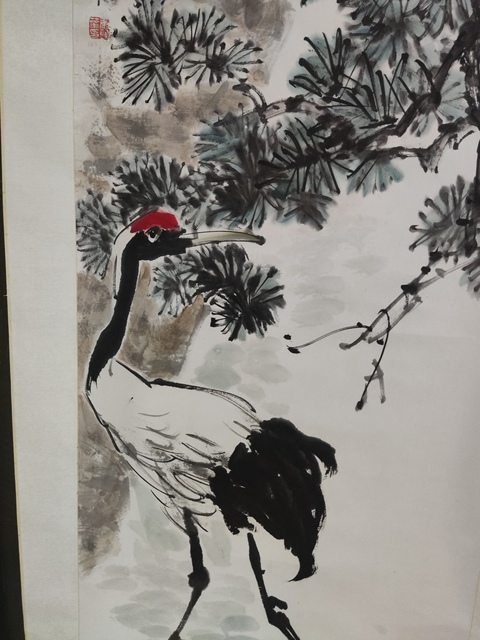 古玩字畫手工精裱河南名家康華峰 松鶴延年拍賣,當(dāng)前價格1288元