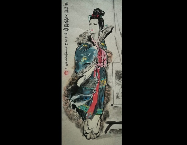 古玩字畫嶺南畫派著名畫家老中美協會員江恩蓮人物拍賣,當前價格3000元
