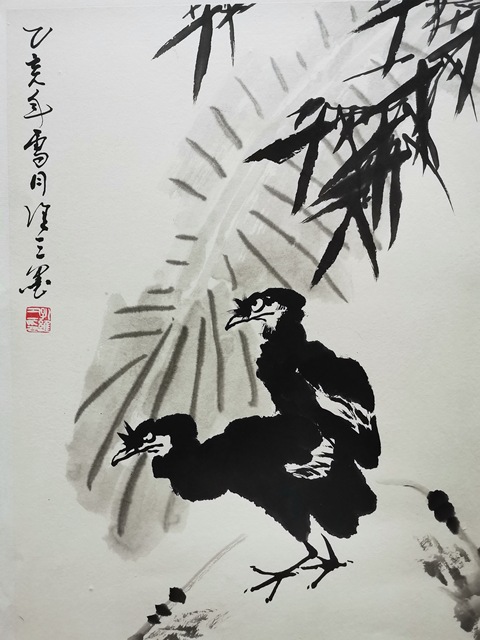 古玩字畫李苦禪大師弟子天津花鳥大師孔維三蕉蔭圖拍賣,當前價格699元