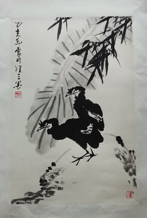古玩字畫李苦禪大師弟子天津花鳥大師孔維三蕉蔭圖拍賣,當前價格699元