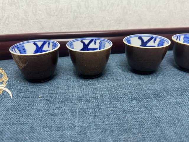 古玩陶瓷567精品外紫金釉內青花杯拍賣,當前價格89元
