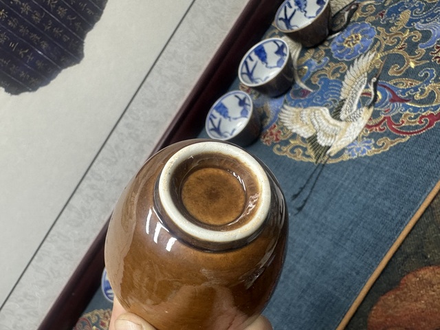 古玩陶瓷567精品外紫金釉內青花杯拍賣,當前價格89元