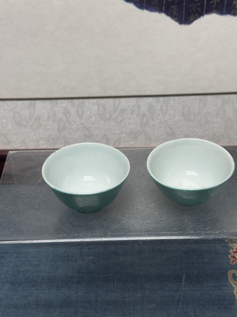 古玩陶瓷民國翡翠綠釉茶杯拍賣,當前價格1100元