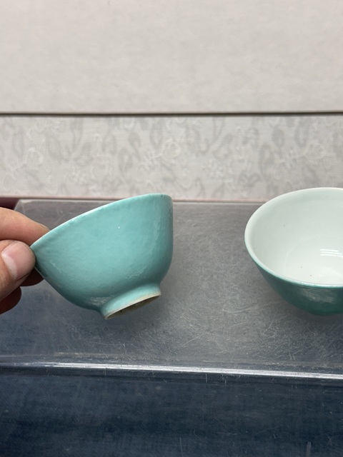 古玩陶瓷民國翡翠綠釉茶杯拍賣,當前價格1100元