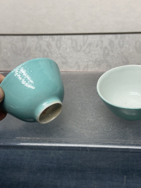 古玩陶瓷民國翡翠綠釉茶杯拍賣,當前價格1100元