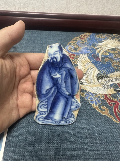 古玩陶瓷清道光精品人物紋青花瓷板拍賣,當前價格980元