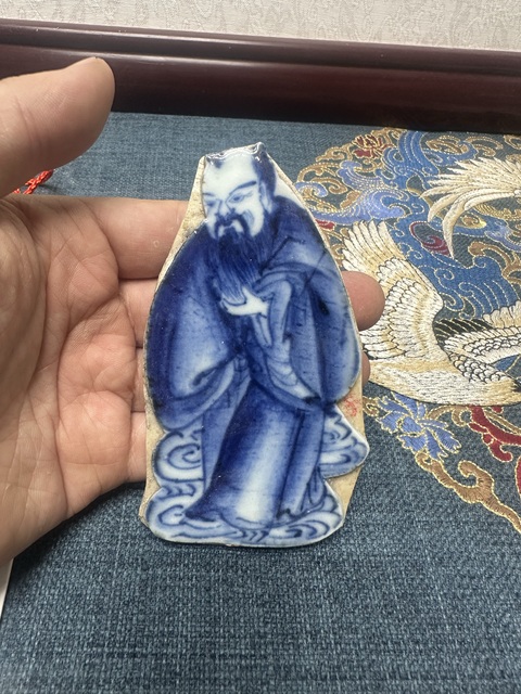 古玩陶瓷清道光精品人物紋青花瓷板拍賣,當前價格980元
