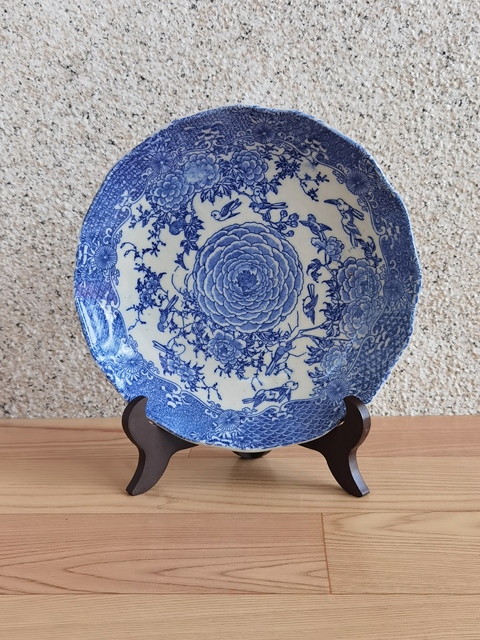 古玩陶瓷花鳥紋青花盤拍賣，當前價格220元