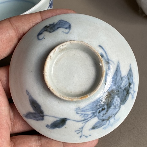 古玩陶瓷日本明治青花三多蓋碗拍賣,當前價格100元