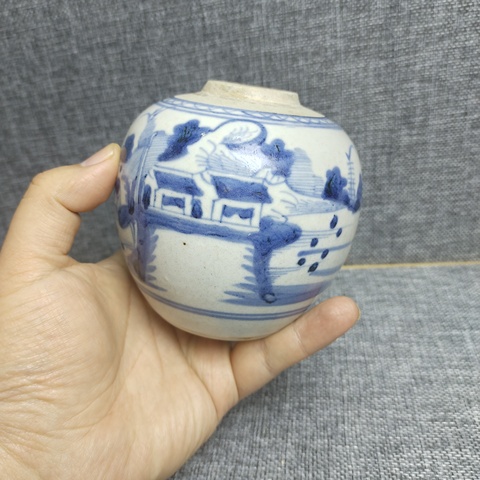 古玩陶瓷青花山水人物紋罐拍賣，當(dāng)前價格800元