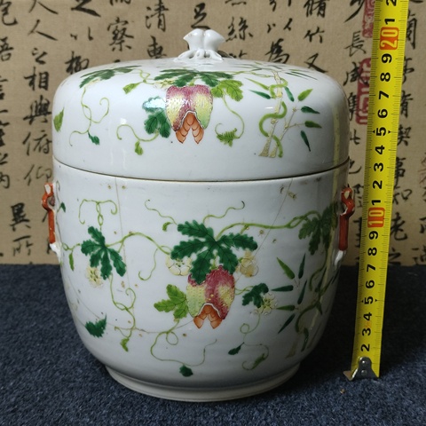 古玩陶瓷癩瓜紋四系粥罐拍賣，當前價格1588元