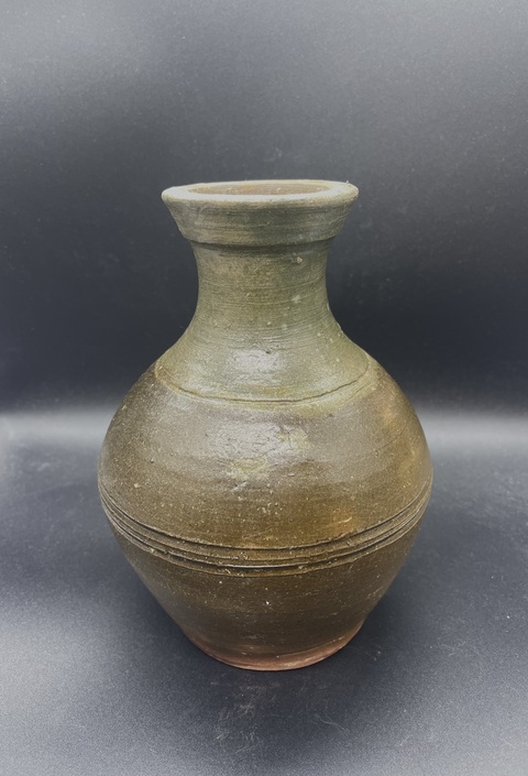 古玩陶瓷老綠釉陶瓶拍賣，當前價格800元