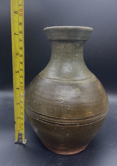 古玩陶瓷老綠釉陶瓶拍賣，當前價格800元